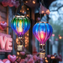 TERESA'S COLLECTIONS 2 Pack Hanging Solar Lantern Outdoor Garden Decor for Valentine ,Waterproof Plastic Hot Air Balloon Green Flickering Flame Effect Lantern for Yard Tree ,18" by GreenHaven Gardens