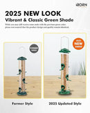 iBorn Metal Bird Feeders 6 Ports Hanging Wild Bird Seed Feeder for Mix Seed Blends, Niger Seed Feeder, Sunflower Heart, Birdbath, Heavy Duty All Metal Green Finishing 14 Inch 6Port by CozyNest Decor