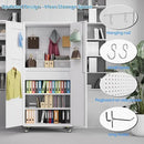 Metal Garage Cabinet with Wheels,71''H Rolling Lockable Steel Tool Cabinet with Pegboard & Drawer for Garage,Home,Office Assembly Required,White by GreenHaven Gardens