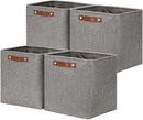 DULLEMELO 12 inch Cube Storage Bins, Large Collapsible Grey Storage Baskets for Square Cubes Organizing, Fabric Boxes Bins for Shelves Nursery Home Office Storage(4 Pack - 12" Grey) by TinyTreasures Baby Boutique