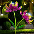 Solar Wind Spinner Outdoor, 63 Inch Metal Wind Spinner Yard Art with Lights - Twin Flower Design Pinwheels for Yard and Garden Decor, Solar Garden Decor by CozyNest Decor