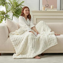 Amélie Home Chunky Knit Throw Blanket for Couch, Soft Chenille Crochet Blanket for Sofa, 50"x60", Ivory by CozyNest Decor