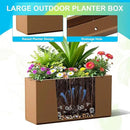 FENCY Metal Rectangular Planter Box, Large Planters for Outdoor Plants, Tall Planters for Outdoor Plants with Drainage Holes (32" L x 10" W x 16.3" H,Brown) by CozyNest Decor
