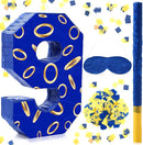 Number 9 Blue and Golden Rings Piñata for Kids Birthday Cartoon Theme Small Piñata with Blindfold Stick Confetti for Fiesta Cinco De Mayo Party Decor, 15.8 x 11 x 2.8 Inch by TinyTreasures Baby Boutique