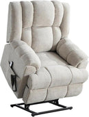 Power Lift Recliner Chair with Massage and Heat for Elderly People, Dual Motor Electric Lift Chair with Power-Remote, Medium-Firm and Heavy Duty, Chenille Fabric - Beige by CozyNest Decor