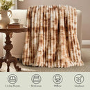 Amélie Home Faux Fur Throw Blanket for Couch, Cozy Fuzzy Fluffy Fur Luxurious Soft Striped Plush Gift Blankets for Family Sofa Chair Bed Living Room Bedroom, 55"x70", Tie-dye Khaki by CozyNest Decor
