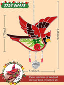 KY&BOSAM Happy Mother`s Day Cardinal Suncatcher Hand-Painted Garden Ornament Hanging Wind Chime with Pressed Flower Cardinal Embedded in Glass Gift for Mom Grandma Mother`s Day Gifts by GreenHaven Gardens