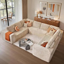 Cloud Sectional Couches for Living Room,U Shaped Modular Sofas No Assembly,135x107 Inches Plush Corduroy Oversized Floor Couch Set with Deep Seat Chaise,Beige by CozyNest Decor