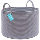 OrganiHaus Woven Laundry Basket, Large Cotton Rope Blanket Holder with Handles, Soft & Sturdy Nursery Hamper, Decorative Toy Bin for Living Room Organization 20x13 inches - Gray by TinyTreasures Baby Boutique