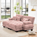 Loveseat Modular Sectional Sofa, U Shaped Couch with Ottoman, Cloud Couch Sectional Couch Home Sofa Living Room Oversized Couch Deep Seat Couch with Round Bolster Armrests 4 Pillows(Pink) by CozyNest Decor