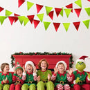 Red and Green Metallic Fabric Triangle Pennant Banner Flag Bunting Garland for Merry Grinchmas Birthday Baby Shower Bachelorette Xmas Holiday Christmas Holiday New Year Party Decorations Supplies by GreenHaven Gardens