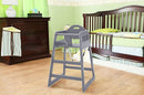 Wooden High Chair for Baby & Toddler – Restaurant-Style Stackable HighChair with Commercial Grade Solid Wood for Dining Table & Kitchen – Compact & Portable Design for Home & Restaurant Use - Gray by TinyTreasures Baby Boutique