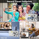 Digital Camera, Autofocus 4K 64MP Point and Shoot Digital Cameras for Teens with 64GB Card, 18X Zoom Anti-Shake Compact Video Camera for Student Kids Boys Girls Beginner - White by TinyTreasures Baby Boutique
