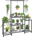 Simple Trending Plant Stand Indoor Outdoor, Metal 3 Tier Tall Hanging Plant Shelf for Multiple Flower Planter Large Heavy Duty Ladder Plant Holder for Garden, Black by GreenHaven Gardens