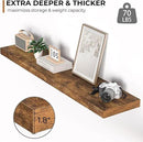 Floating Shelves - 10.23 Inch Deep Wall Shelf for Decor & Storage - Wall Mounted Display Shelving with Invisible Heavy-Duty Metal Bracket - 48" W x 10.23" D x 1.8" H - Set of 1 - Rustic Brown by CozyNest Decor
