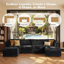 Modular Sectional Sofa, 130.7 Inch U Shaped Couch Set for Living Room, 4-Seater Comfy Cloud Couches with Two Movable Ottoman, Plush Corduroy, Black by CozyNest Decor