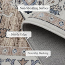9x12 Area Rug Living Room Rugs, Stain Resistant Washable Rug, Vintage Large Non-Slip Backing, Low Pile Lightweight Print Rug for Bedroom Dinning Room Home Office (Taupe/Blue) by TinyTreasures Baby Boutique