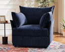 Oversized Accent Chair, Upholstered Modern Sofa Chair with Removable Backrest & Detachable Cover, 24.5" Deep Seat Large Reading Armchair for Living Room Bedroom Office - Chenille Blue Set of 1 by CozyNest Decor