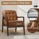 Faux Leather Accent Chair Set of 2, Mid Century Chair for Living Room, Upholstered Comfy Lounge Armchair with Solid Wood Frame, Modern Chair for Bedroom,105°Ergonomic Comfort, Brown by CozyNest Decor