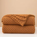 Chunky Cable Knit Throw Blanket Lightweight Burnt Orange 100% Organic Cotton Blanket for Sofa Couch Bed Baby Nursery, Rustic Shabby Chic Modern Farmhouse, 51” x 63” Give Laundering Bag by CozyNest Decor