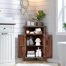 Corner Bathroom Cabinet, Farmhouse Small Cabinet with Barn Door & Adjustable Shelf, Storage Cabinets for Bathroom, Kitchen & Living Room, Brown by CozyNest Decor