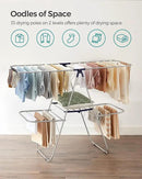 SONGMICS Clothes Drying Rack, Foldable 2-Level Laundry Drying Rack, Free-Standing Laundry Airer, with Height-Adjustable Wings, 33 Drying Rails, Sock Clips, Silver and Blue ULLR53BUV1 by CozyNest Decor