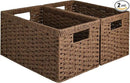 StorageWorks Round Paper Rope Storage Baskets, Rectangular Wicker Baskets with Built-in Handles, Medium, 2-Pack by CozyNest Decor