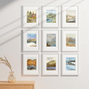 Vittanly 9x12 Picture Frames Set of 9, Shatter Resistant Plexiglass, Display 6x8 Pictures with Mat or 9x12 without Mat, Photo Frames for Wall or Tabletop, Engineered Wood, White by CozyNest Decor