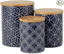 DII Kitchen Ceramics Collection, Canister Set, Mixed Print, Nautical Blue, 3 Piece by CozyNest Decor