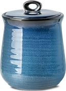 Hasense Ceramic Canister with Airtight Lid for Kitchen Counter, 88 Ounce Large Ceramic Food Storage Jar with Seal Ring for Serving Flour, Grain, Cereal, Pasta, Coffee, Sugar, Tea and Spice, Navy by CozyNest Decor