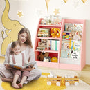 4 Tier Kids Bookshelf Set of 2,4 Layer Sling Kids Book Shelf for Kids Rooms,Wood Children Bookcase,Baby Storage Book Rack,Toddler Bookshelf, Book and Toy Organizer,Book Display Shelf for Nursery by TinyTreasures Baby Boutique