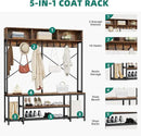 YITAHOME Entryway Bench with Coat Rack, 5-in-1 Hall Tree with Shoes Storage, Industrial Freestanding Coat Rack Shoe Bench with Storage Shelves, 10 Hooks for Hallway, Bedroom, Rustic Brown by CozyNest Decor