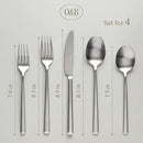 over&back 20pc Modern Flatware Cutlery Set - Comes with 4 Dinner Forks, 4 Salad Forks, 4 Dinner Knives, 4 Dinner Spoons, and 4 Teaspoons - 18/8 Stainless Steel - Dishwasher-Safe - Brushed Stainless by CozyNest Decor