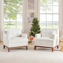 Modern Accent Chair with Terry Fabric, Upholstered Armchair with Spring Package Cushion & Solid Wood Frame, Comfy Lounge Chair for Living Room, Bedroom, or Reading Corner, Terry, White by CozyNest Decor