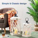 Glitzhome Mondern Farmhouse Wooden Lantern Hanging Decorative Candle Lantern for Outdoor & Indoor Wash White Set of 2 (No Glass) by CozyNest Decor