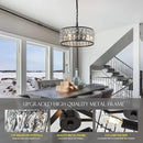 12” 3-Light Modern Crystal Chandeliers Black Dinning Room Light Fixture, Round Pendant Light Kitchen Island Chandelier, Flush Mount Ceiling Light for Living Room Entryway Bedroom Foyer by CozyNest Decor
