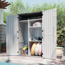 Aoxun 64 Cu.Ft Outdoor Storage Shed with Shelving Kit and Floor, Waterproof Horizontal Resin Cabinet for Trash Cans, Lawn Mowers, Generators, and Garden Tools by GreenHaven Gardens
