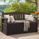 Greesum 80 Gallon Storage Bench Outdoor Deck Box with Armrest, Patio Furniture,Lockable, Waterproof and UV Resistant, Suitable for Garden, Pool, Brown by CozyNest Decor