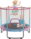 Kids Trampoline with Safety Net – 440lbs Capacity, Upgraded Rust-Proof Ring Legs, Adjustable Gymnastics Bar & Toys – Indoor Outdoor Toddler Trampoline for Boys & Girls Ages 1-8 by TinyTreasures Baby Boutique