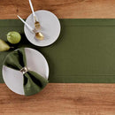 Solino Home Linen Olive Table Runner 108 Inches Long - 100% Pure Linen 14 x 108 Inch Table Runner for Fall, Autumn, Thanksgiving - Classic Hemstitch by CozyNest Decor