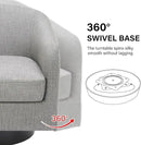 Swivel Barrel Accent Chair, Modern Round Linen Arm Chair for Living Room, Bedroom, Comfy Club Reading Chairs for Adults（Linen Fabric, Light Grey, Set of 4 by CozyNest Decor