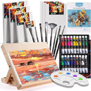 koseibal Acrylic Art Set with 18 Acrylic Paints, 8 Brushes, 4 Stretched Canvas, 1Wooden Easel, Etc, Premium Painting Supplies Kit for Students, Artists Kids, Adults, and Beginner. by TinyTreasures Baby Boutique