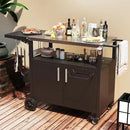 Vongrasig Grill Cart with Storage, Outdoor Bar Cart Rolling BBQ Cart Movable Pizza Oven Table Stand with Foldable Stainless Steel Top & Storage Cabinet, Black by CozyNest Decor