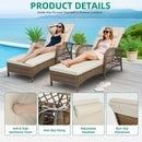 VIVIJASON Outdoor Wicker Chaise Lounge Chair Set of 2, All-Weather PE Rattan Cushioned Patio Lounger Chairs, 6-Position Adjustable Outside Pool Sunbathing Recliner with Armrest & Pillow, Beige by CozyNest Decor