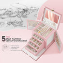 5-Layer Jewelry Box with 4 Drawers, Huge Portable Jewelry Organizer with Lock and Mirror for Women, for Necklace Ring Earring Bracelet Storage, Lockable Jewelry Case, Pink by TinyTreasures Baby Boutique