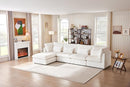 Oversized Modular Sofa, Extra Deep Cloud Corduroy Sectional Couch with Ottoman Chaise, Fluffy Corduroy 5 Seater Sofa Bed for Living Room, Villa (L Shape 5 Seater, Corduroy White) by CozyNest Decor