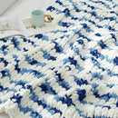 Amélie Home Chunky Knit Throw Blanket for Couch, Soft Chenille Crochet Blanket for Sofa, 50"x60", Space-Dyed Blue Striped by CozyNest Decor