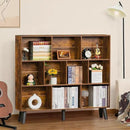 LEYAOYAO 10 Cube Bookshelf,3 Tier Modern Wide Bookcase with Legs,Mid-Century Wood Bookshelves Storage，Brown Large Book Case,Freestanding Organizer Display Shelf for Bedroom,Living Room,Office by CozyNest Decor