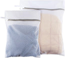 Honeycomb Lingerie Bags with Hanging Loop- 2Pack MDSXO Mesh Laundry Bags for Washing Delicates, White Wash Bags for Lingerie, Baby Clothes [1Medium+ 1Large] by TinyTreasures Baby Boutique