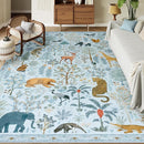 OJIA Animal Area Rugs 8x10, Soft 8x10 Washable Rugs for Living Room Bedroom, Non-Slip Boho Ultra-Thin Dining Room Rug Large Throw Carpet for Farmhouse Playroom Office, Light Blue by TinyTreasures Baby Boutique